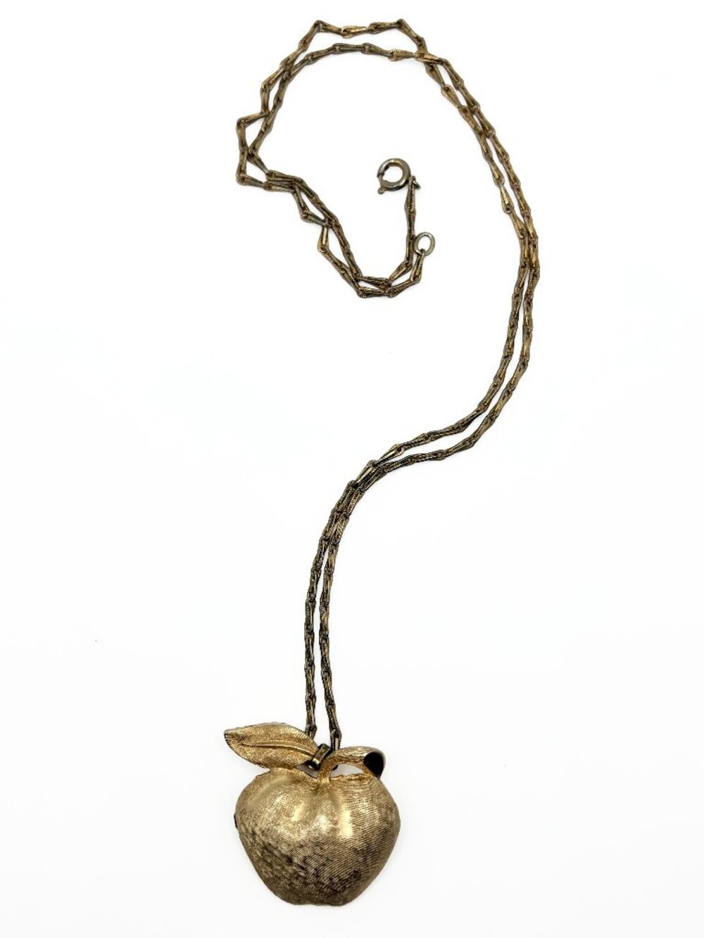 Vintage Coro Apple Brooch Pendant Necklace Gold Tone
